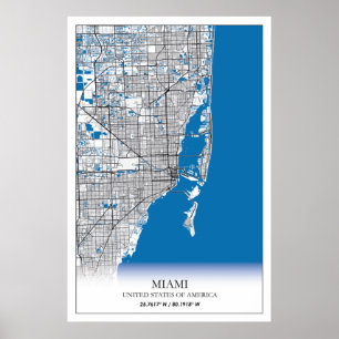 Affiche Miami Florida FL États-Unis USA Travel City Map