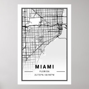 Affiche Miami Florida USA Cities Travel City Map Modern Si