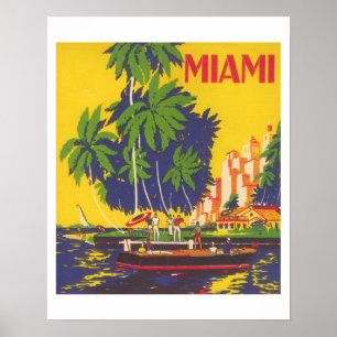 Affiche Miami Floride vintage 1930 tourisme