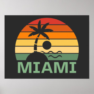 Affiche Miami Floride Vintage Palm Trees Summer Beach