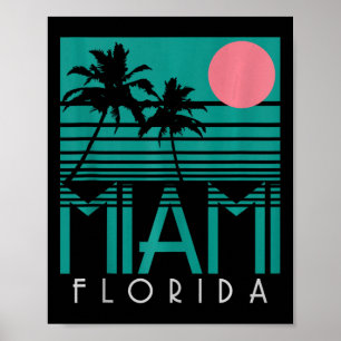 Affiche Miami Floride Vintage Retro Palm Trees Beach Summe