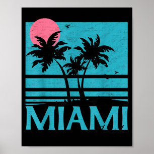 Affiche Miami Floride Vintage Rétro Palmiers Drôle de Plag