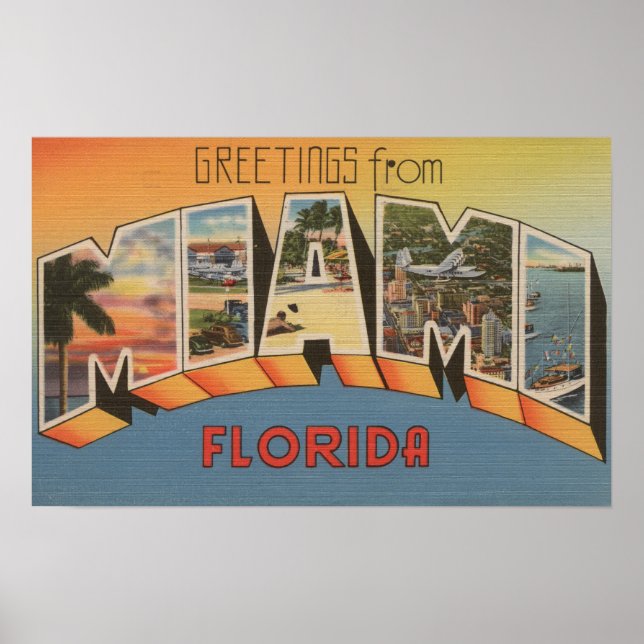 Affiche Miami, FlorideScènes de grandes lettresMiami, FL 2 (Devant)