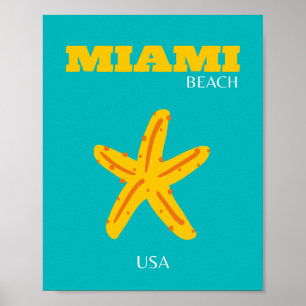Affiche Miami, Miami Beach, Preppy Room, Art du voyage, Ré