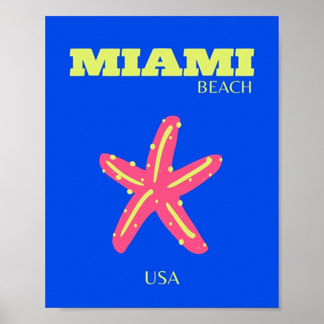 Affiche Miami, Miami Beach, Preppy Room, Bleu (Devant)