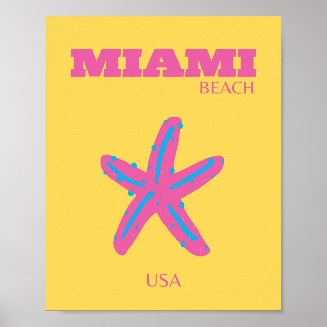 Affiche Miami, Miami Beach, Travel Art (Devant)