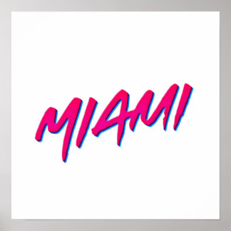 Affiche Miami Neon Couleurs Nouveau Style Rétro Minimalism