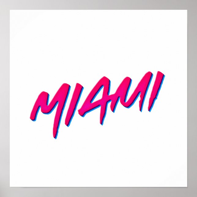 Affiche Miami Neon Couleurs Nouveau Style Rétro Minimalism (Devant)