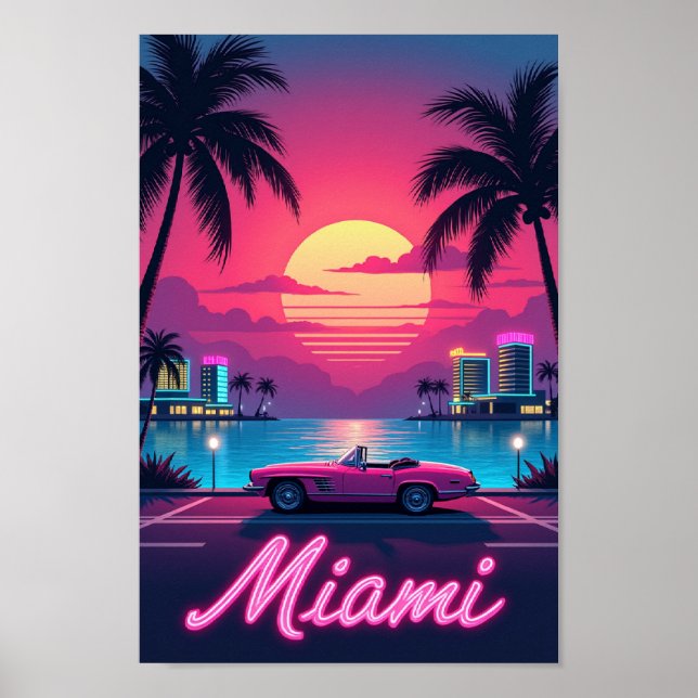 Affiche Miami Nights – Un Rêve Rétro de Ville (Devant)