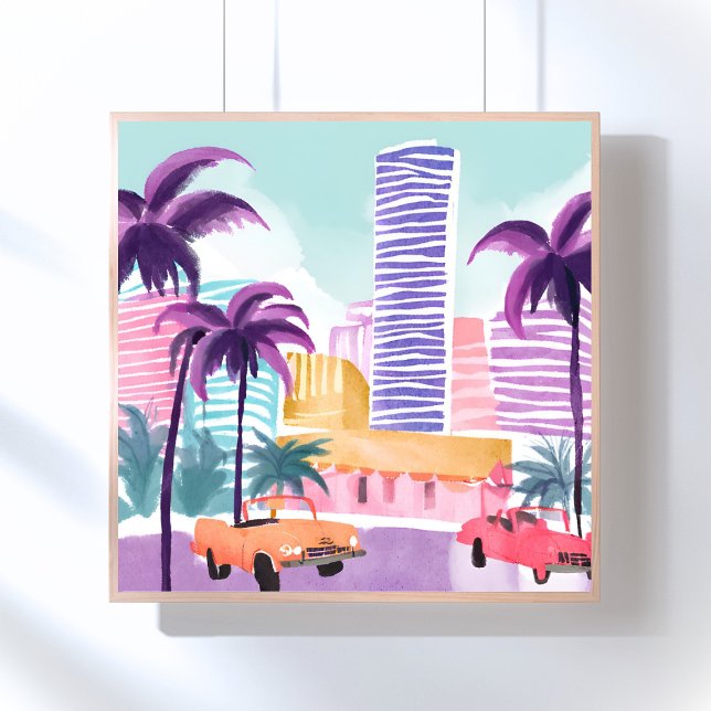 Affiche Miami Pastels | Peinture aquarelle désordonnée (Créateur téléchargé)