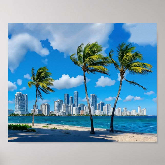 Affiche Miami South Beach Floride Aquarelle (Devant)