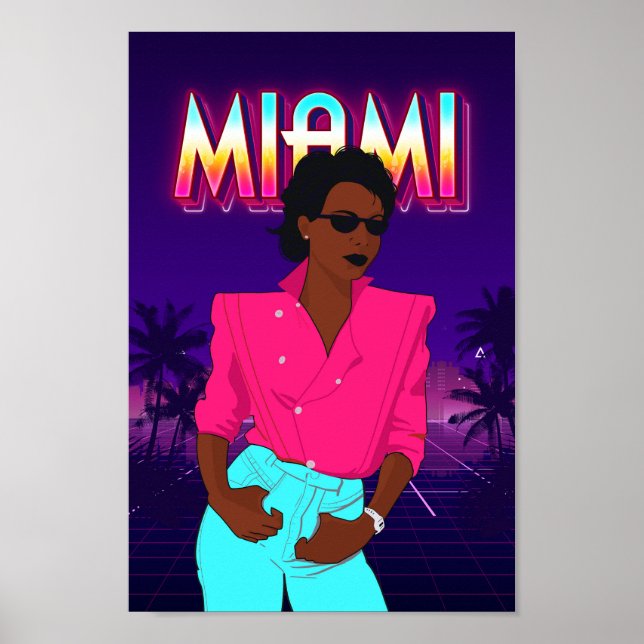 Affiche Miami style rétro des années 80 (Devant)
