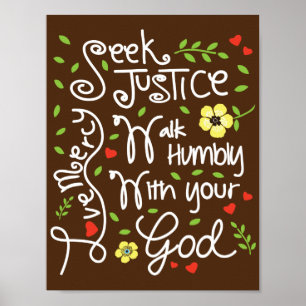 Affiche Micah 6 8 Chercher Justice Amour Mercy Marcher Hum