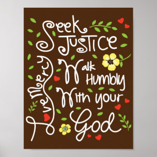 Affiche Micah 6 8 Chercher Justice Amour Mercy Marcher Hum