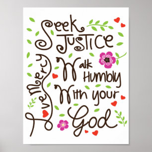 Affiche Micah 6 8 Chercher Justice Amour Mercy Marcher Hum