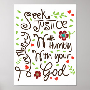 Affiche Micah 6 8 Chercher Justice Amour Mercy Marcher Hum
