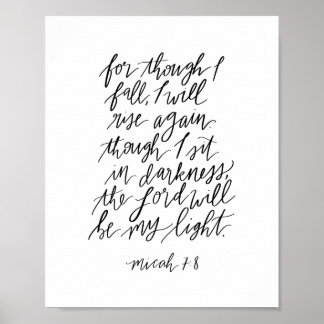 Affiche Micah 7:8 Handlettered Bible Verse Print
