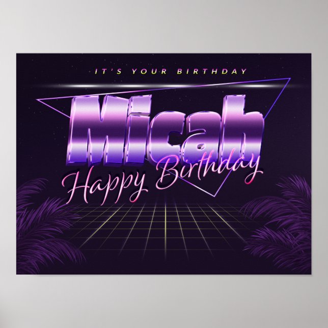 Affiche Micah Nom Prénom de l'anniversaire de l'affiche (Devant)