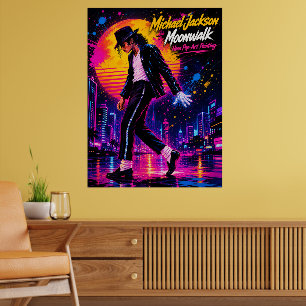 Affiche Michael Jackson Moonwalk Roi de la Pop Rétro Homma