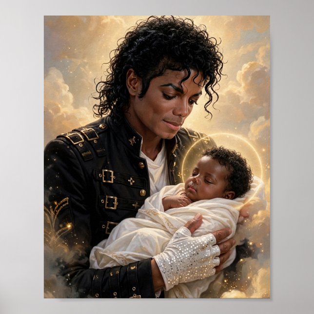 Affiche Michael Jackson Tenant Jésus — Art Céleste (Devant)
