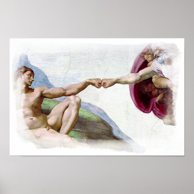 Affiche Michelangelo Création De L'Homme Check De Poing (Devant)