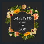 Affiche Michelle Nom Signification Royal Floral Birthday M<br><div class="desc">Un nom élégant qui signifie une affiche dédiée à un nouveau bébé. Décoré avec parties scintillant comme des pieds de bébé. Bonne journée ! FlorenceKdesign</div>