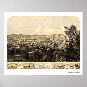 Affiche Michigan City, IN Panoramic Map - 1869a