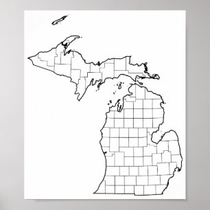 Affiche Michigan Counties Blank Plan