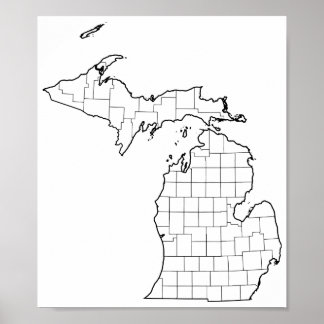 Affiche Michigan Counties Blank Plan