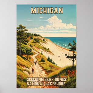 Affiche Michigan Dunes d'ours couchage National Lakeshore 