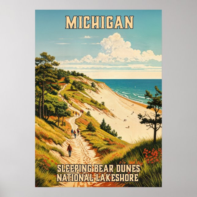 Affiche Michigan Dunes d'ours couchage National Lakeshore  (Devant)