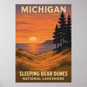 Affiche Michigan Dunes d'ours couchage National Lakeshore 