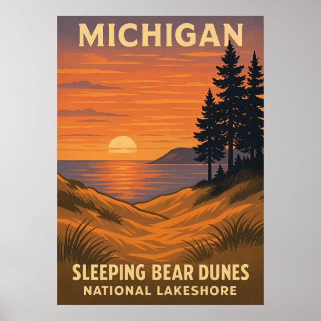 Affiche Michigan Dunes d'ours couchage National Lakeshore  (Devant)