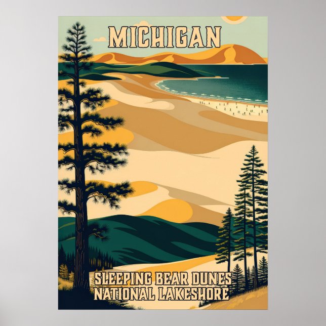 Affiche Michigan Dunes d'ours couchage National Lakeshore  (Devant)