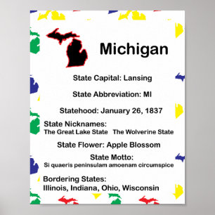 Affiche Michigan Educational Fact États-Unis