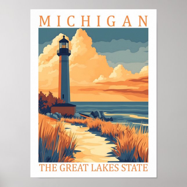 Affiche Michigan the Great Lakes State USA Travel Place (Devant)