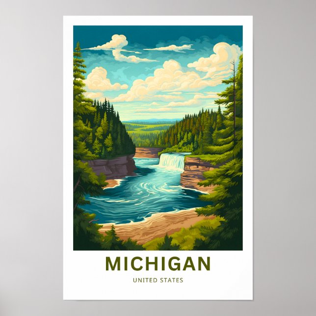 Affiche Michigan United States Travel Print (Devant)