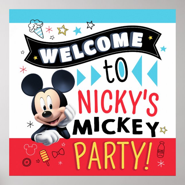 Affiche Mickey Mouse Fun Birthday Customizable Party sign (Devant)
