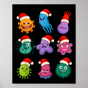 Affiche Microbiologie de Noël Bactéries Père Noël Science