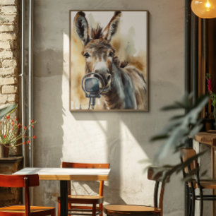 Affiche Microphone à âne mignon