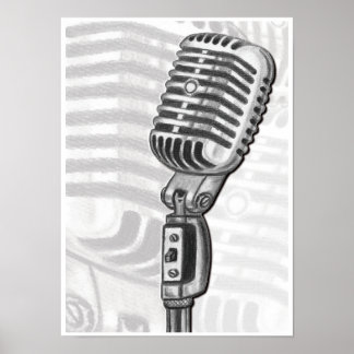 Affiche Microphone vintage au charbon