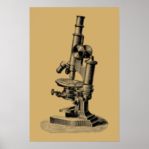 Affiche Microscope Antique 1892 "Steampunk" Art
