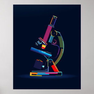 Affiche Microscope multicolore