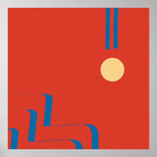 Affiche Mid Century Blue Line, Art of Lines, Art Abstract (Devant)