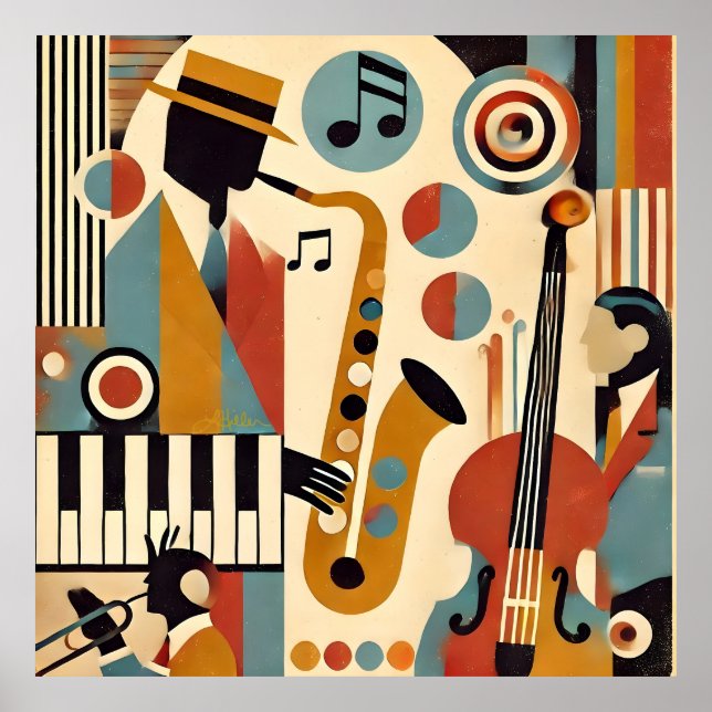 Affiche Mid Century Jazz Age Modern Minimalist Trio (Devant)
