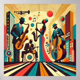 Affiche Mid Century Jazz Age Quartet