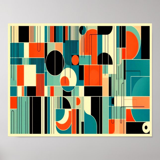 Affiche Mid Century Mod géométrique Abstrait (Devant)