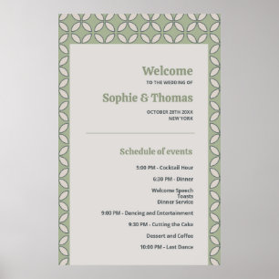 Affiche Mid Century Mod Retro Mariage Olive Green Programm