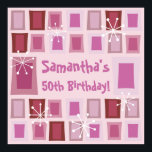 Affiche Mid Century Modern 50th Birthday Pink<br><div class="desc">Personalize the midcentury design on these fun and colorful birthday party supplies by adding a custom name. Even the age can be changed!</div>