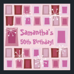 Affiche Mid Century Modern 50th Birthday Pink<br><div class="desc">Personalize the midcentury design on these fun and colorful birthday party supplies by adding a custom name. Even the age can be changed!</div>